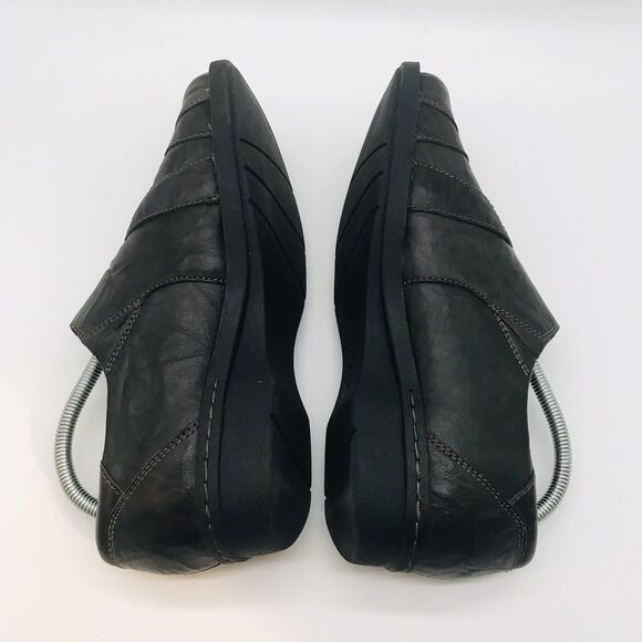 Clarks Collection Soft Cushion Hook & Loop Shoe Women's 9W Brown Leather Loafers - Picture 7 of 11